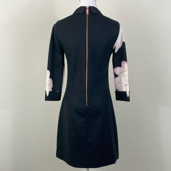 Ted Baker Kida long sleeve collared floral mini dress size 2 - Picture 3 of 9